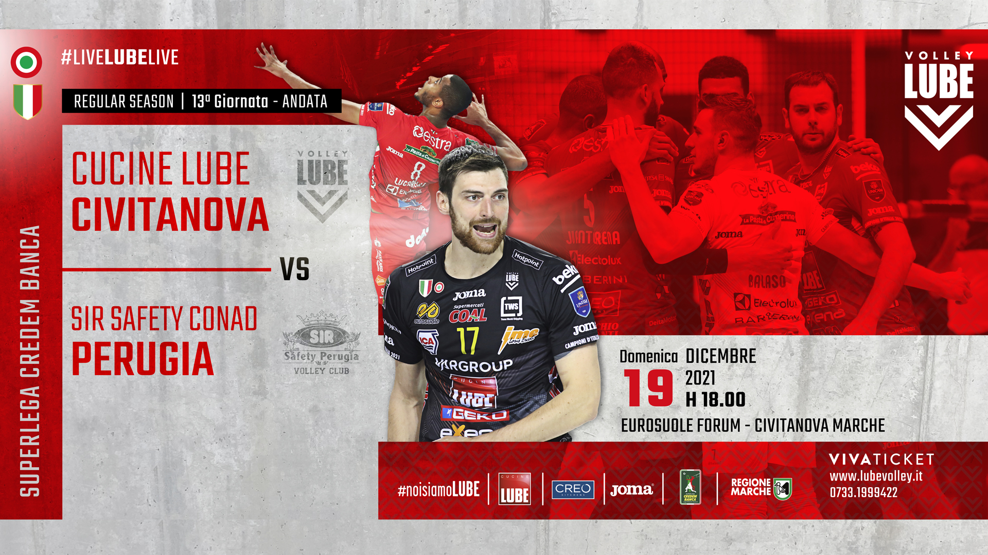 Al via venerdì pomeriggio la prevendita biglietti al botteghino e online per il big match Civitanova-Perugia del 19 dicembre - Lube Volley