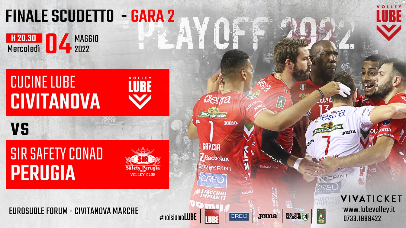 Al via la prevendita biglietti per Gara2 delle Finali Scudetto tra Lube e Sir in programma mercoledì (20.30) allEurosuole Forum - Lube Volley